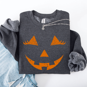 Cute Jack O Lantern Halloween Seasonal Limited Edition Cozy Pumpkin Face Sweatshirt — view 6