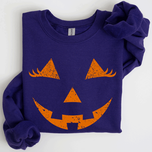Cute Jack O Lantern Halloween Seasonal Limited Edition Cozy Pumpkin Face Sweatshirt — view 8