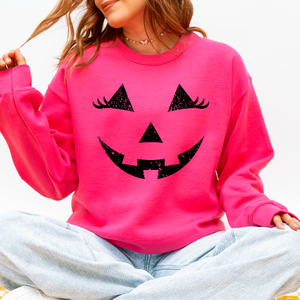 Cute Jack O Lantern Halloween Seasonal Limited Edition Cozy Pumpkin Face Sweatshirt — view 9