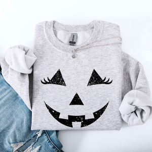 Cute Jack O Lantern Halloween Seasonal Limited Edition Cozy Pumpkin Face Sweatshirt — view 1