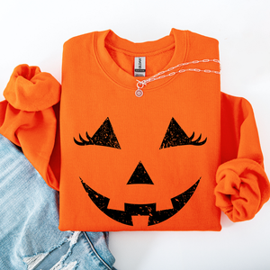 Cute Jack O Lantern Halloween Seasonal Limited Edition Cozy Pumpkin Face Sweatshirt — view 4