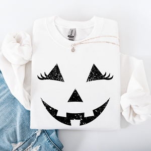 Cute Jack O Lantern Halloween Seasonal Limited Edition Cozy Pumpkin Face Sweatshirt — view 10