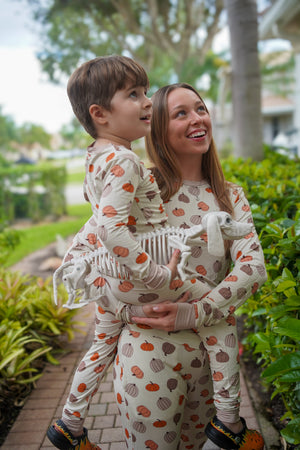 Pumpkins Beige (Women's Long Sleeve PJ) — view 3