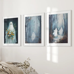 Cute Ghosts Halloween Art Print Gothic Decor Set — view 4