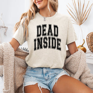 Dead Inside Mood Halloween Vibes Dark Neon Sunset Screen Printed Statement Edition Graphic Tee — view 3