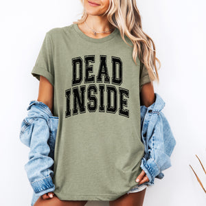 Dead Inside Mood Halloween Vibes Dark Neon Sunset Screen Printed Statement Edition Graphic Tee — view 1