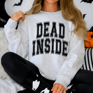 Dead Inside Mood Halloween Vibes Autumn Night Fashion Statement Cozy Graphic Edition Sweatshirt — view 4