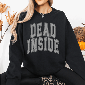 Dead Inside Mood Halloween Vibes Autumn Night Fashion Statement Cozy Graphic Edition Sweatshirt — view 3