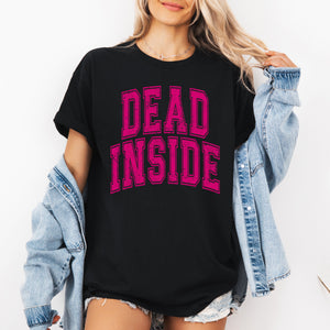 Dead Inside Mood Halloween Vibes Dark Neon Sunset Screen Printed Statement Edition Graphic Tee — view 4