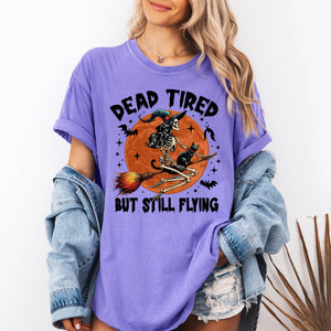 Dead Tired But Still Flying Halloween Witch Spellbound Edition Comfort Colors Tee — view 6