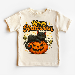 Happy Halloween Black Cat and Jack O Lantern Shirt - Halloween Tee — view 1