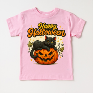 Happy Halloween Black Cat and Jack O Lantern Shirt - Halloween Tee — view 3