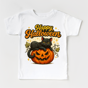 Happy Halloween Black Cat and Jack O Lantern Shirt - Halloween Tee — view 2
