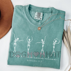 "Dry Bones Come Alive" Christian Halloween Shirt – Dancing Skeleton Fall Jesus Tee — view 1
