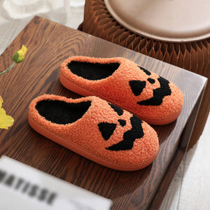 Halloween Pumpkin Pattern Furry Slippers — view 3
