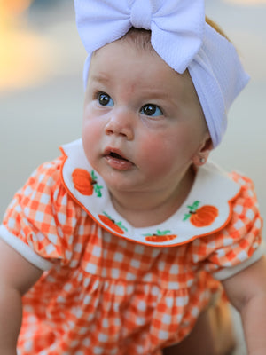Thanksgiving Halloween Pumpkin Puff Sleeve Girls Bloomer Set — view 3