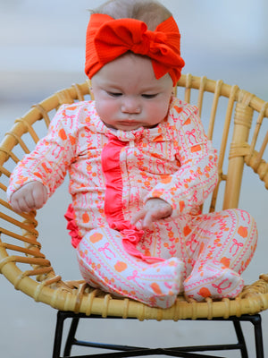 Halloween Thanksgiving Pumpkin Bow Baby Sleeper — view 3