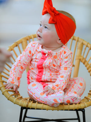 Halloween Thanksgiving Pumpkin Bow Baby Sleeper — view 2