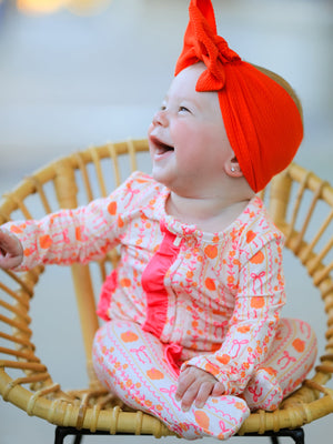 Halloween Thanksgiving Pumpkin Bow Baby Sleeper — view 1