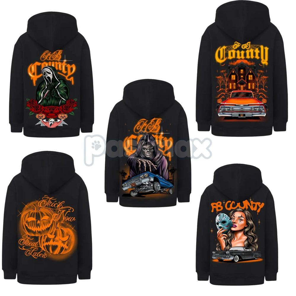 FB County Heavyweight Oversized Halloween Graphic Hoodie – Pullover Streetwear, Unisex Fall Apparel
