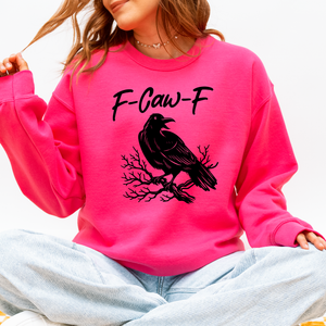F Caw F Raven Crow Gothic Witch Spooky Halloween Graveyard Night Moonlight Sweatshirt — view 9