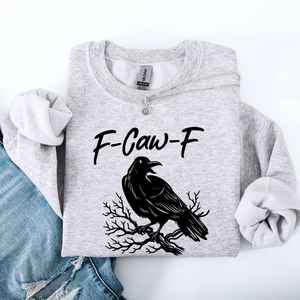 F Caw F Raven Crow Gothic Witch Spooky Halloween Graveyard Night Moonlight Sweatshirt — view 1