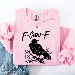 F Caw F Raven Crow Gothic Witch Spooky Halloween Graveyard Night Moonlight Sweatshirt — view 5
