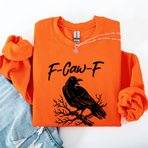 F Caw F Raven Crow Gothic Witch Spooky Halloween Graveyard Night Moonlight Sweatshirt — view 7
