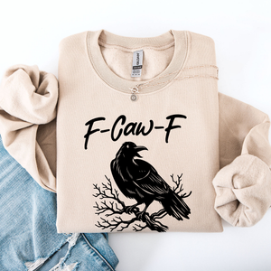 F Caw F Raven Crow Gothic Witch Spooky Halloween Graveyard Night Moonlight Sweatshirt — view 2