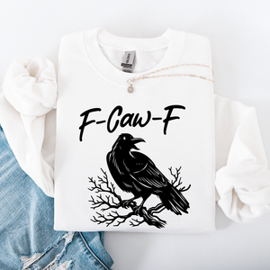 F Caw F Raven Crow Gothic Witch Spooky Halloween Graveyard Night Moonlight Sweatshirt — view 8