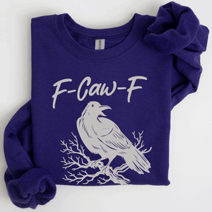F Caw F Raven Crow Gothic Witch Spooky Halloween Graveyard Night Moonlight Sweatshirt — view 10