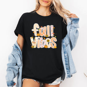 Fall Vibes Halloween Pumpkin Autumn Cozy Seasonal Cheer Vintage Rustic Warm Festive Nighttime Graphic Tee — view 2