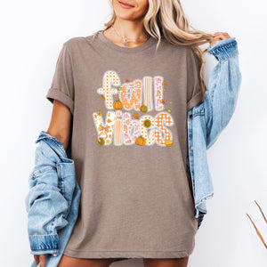Fall Vibes Halloween Pumpkin Autumn Cozy Seasonal Cheer Vintage Rustic Warm Festive Nighttime Graphic Tee — view 1