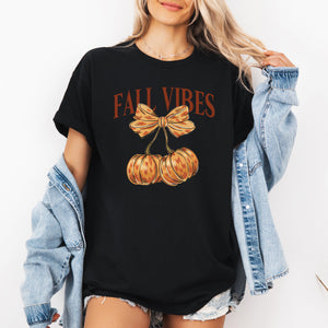 Fall Vibes, Pumpkins, Cherry, Autumn, Halloween Seasonal Edition Limited Graphic Tee — view 4