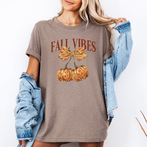 Fall Vibes, Pumpkins, Cherry, Autumn, Halloween Seasonal Edition Limited Graphic Tee — view 3