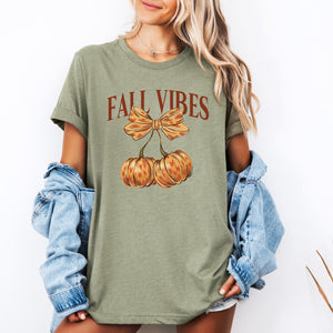 Fall Vibes, Pumpkins, Cherry, Autumn, Halloween Seasonal Edition Limited Graphic Tee — view 2
