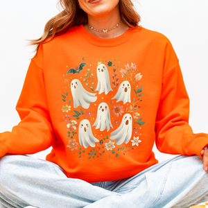 Floral Ghosts Beautiful Halloween Coquette Girly Autumn Fall Gothic Charm Sweatshirt — view 7