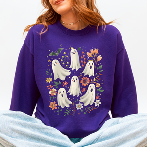 Floral Ghosts Beautiful Halloween Coquette Girly Autumn Fall Gothic Charm Sweatshirt — view 8
