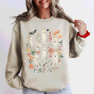 Floral Ghosts Beautiful Halloween Coquette Girly Autumn Fall Gothic Charm Sweatshirt — view 9