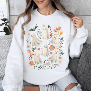 Floral Ghosts Beautiful Halloween Coquette Girly Autumn Fall Gothic Charm Sweatshirt — view 10
