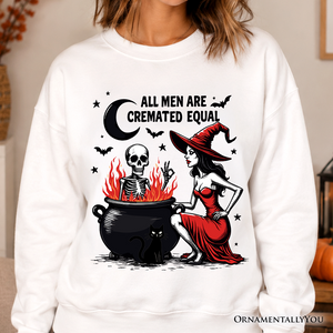 All Men Are Cremated Equal Halloween Sweatshirt, Funny Witch Sweater — view 1