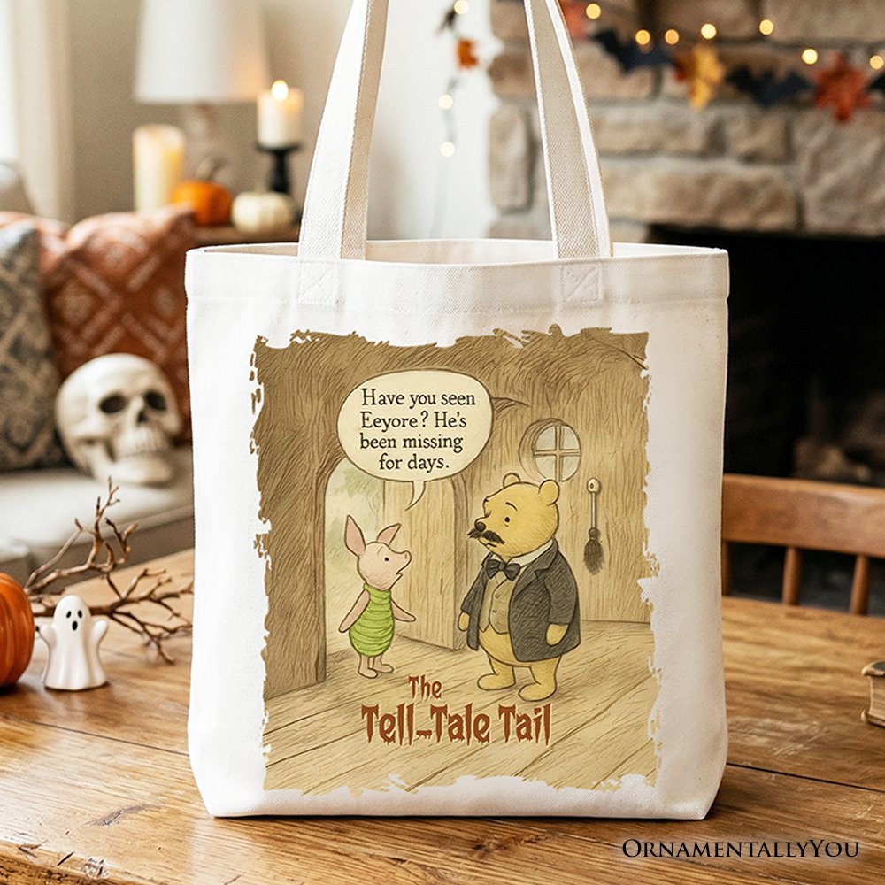 Edgar Allan Winnie-the-Pooh Tote Bag, 1926 A.A. Milne Vintage Halloween Mystery Tale Gift Shopper