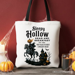 Headless Horseman Sleepy Hollow Halloween Canvas Tote Bag, Dead and Breakfast Retro Gift — view 5