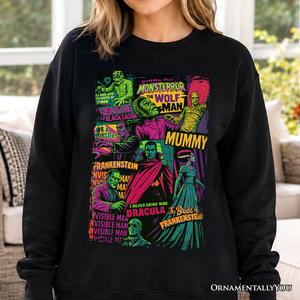 Horror Comic Classic Monsters Sweatshirt, Vintage Scary Halloween Sweater — view 1