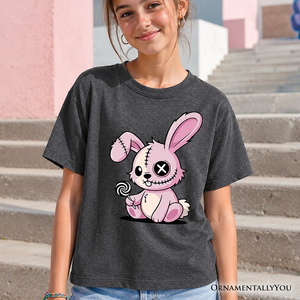Kids Pink Zombies Bunny Cute T-Shirt, Cute Gothic Youth Halloween Tee — view 1