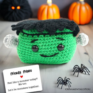 Positivity Frankenstein Crochet Support Doll, Halloween Encouragement Gift for Children and Adults — view 1