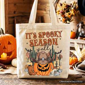 It's Spooky Season Y'all Tote Bag, Funny Western Halloween Gift Shopper for Pumpkin Cowboys — view 1