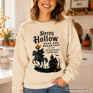 Headless Horseman Sleepy Hollow Halloween Light Sweatshirt, Dead and Breakfast Retro Sweater — view 1