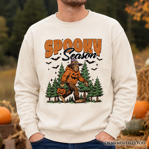 Spooky Season Bigfoot Sweatshirt, Halloween Sasquatch Pumpkin Sweater — view 1