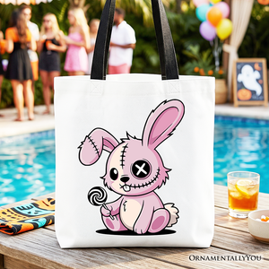 Pink Zombies Bunny Cute Tote Bag, Cute Gothic Halloween Gift Shopper — view 1